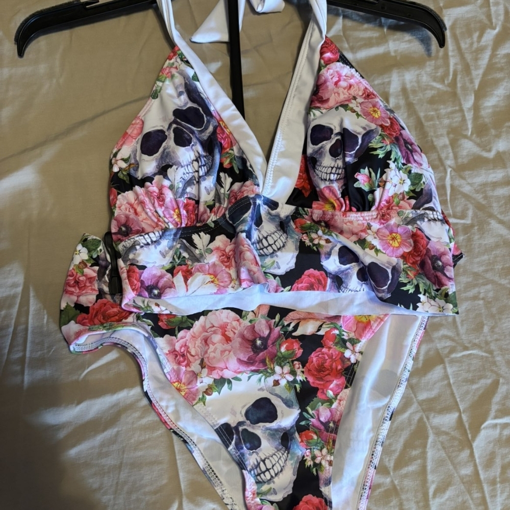 Floral Skull Print Two Piece BIKINI